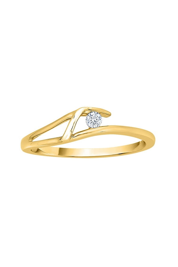 Diamond Solitaire Fashion Ring in 14K Yellow Gold (1/20 cttw) (I-Color, SI3/I1-Clarity) (Size-7.5)