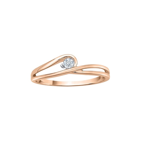 Diamond Solitaire Promise Ring in 10K Rose Gold (1/20 cttw) (I-Color, SI3/I1-Clarity) (Size-6.5)