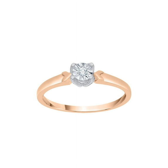 Diamond Solitaire Promise Ring in 10K Rose Gold (1/20 cttw) (I-Color, SI3-I1 Clarity) (Size-7.5)