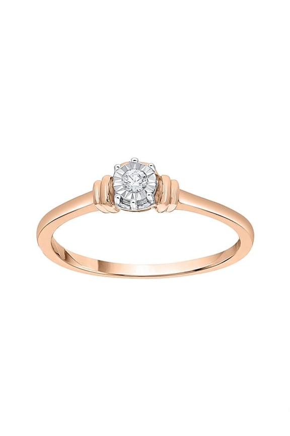 Diamond Solitaire Promise Ring in 10K Rose Gold (1/20 cttw) (I-Color, SI3-I1 Clarity) (Size-9.5)