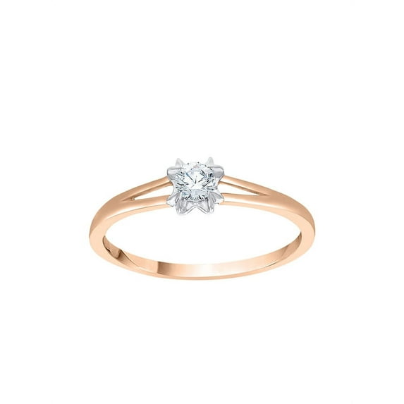 Diamond Solitaire Promise Ring in 10K Rose Gold (1/5 cttw) (I-Color, SI3-I1 Clarity) (Size-9.5)