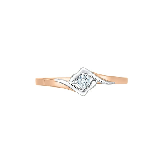 Diamond Solitaire Promise Ring in 10K Two Tone Gold (1/10 cttw) (I-Color, SI3/I1-Clarity) (Size-5)