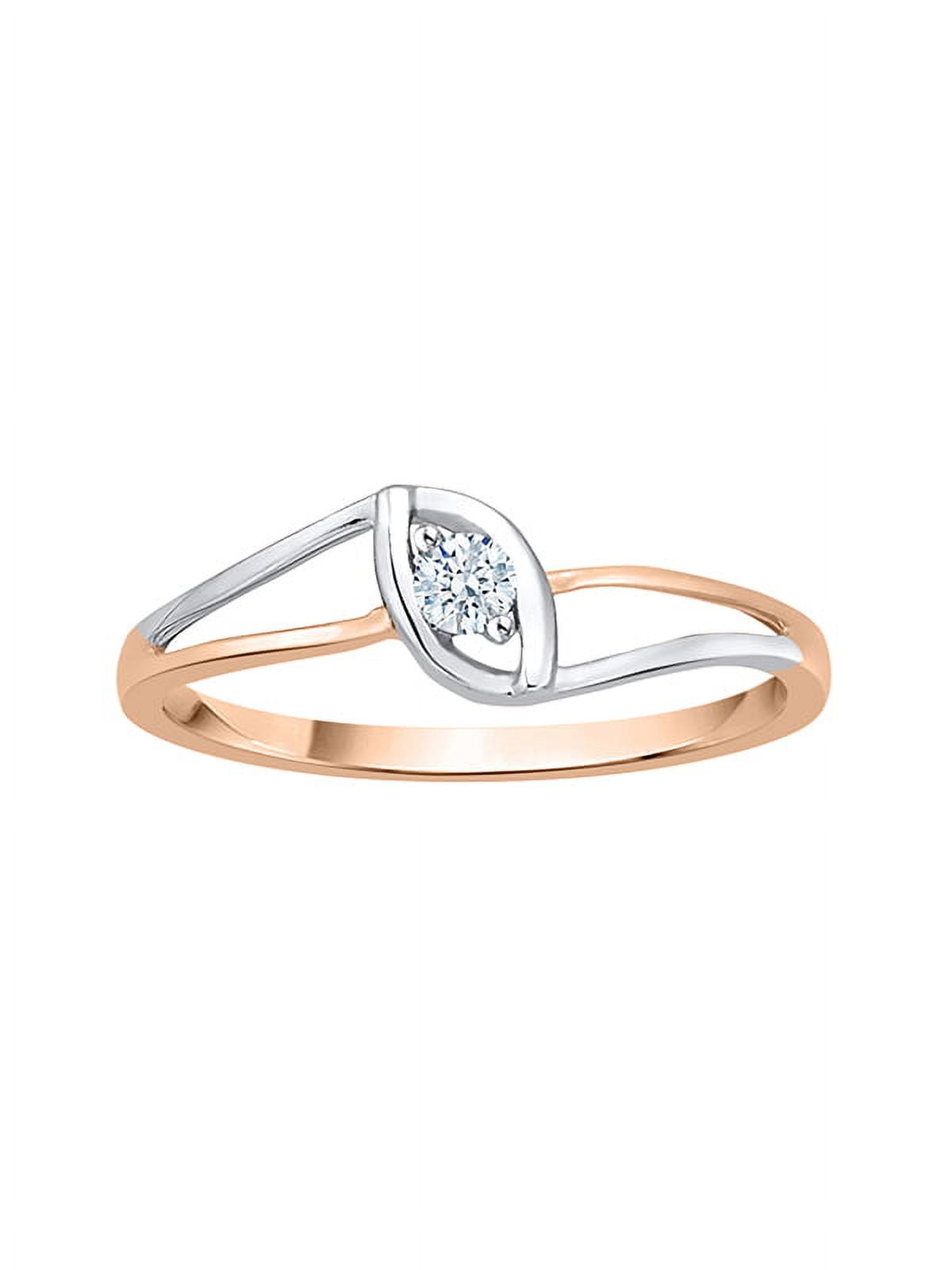 Diamond Solitaire Promise Ring in 10K Two Tone Gold (1/10 cttw) (I