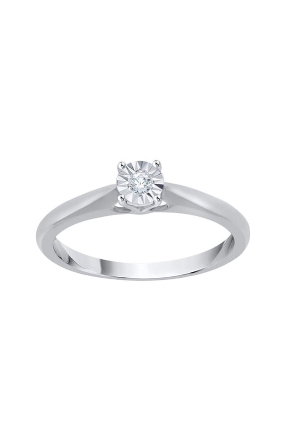 Diamond Solitaire Promise Ring in 10K White Gold (1/20 cttw) (I-Color, SI3-I1 Clarity) (Size-6)
