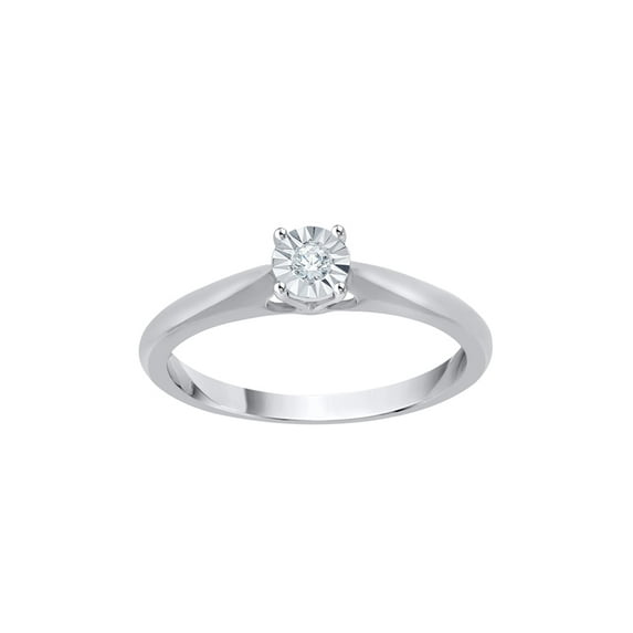 Diamond Solitaire Promise Ring in 10K White Gold (1/20 cttw) (I-Color, SI3-I1 Clarity) (Size-7)