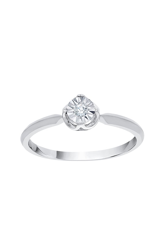 Diamond Solitaire Promise Ring in 10K White Gold (1/6 cttw) (I-Color, SI3-I1 Clarity) (Size-5.5)