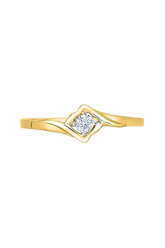 Diamond Solitaire Promise Ring in 10K Yellow Gold (1/10 cttw) (I-Color, SI3/I1-Clarity) (Size-6)