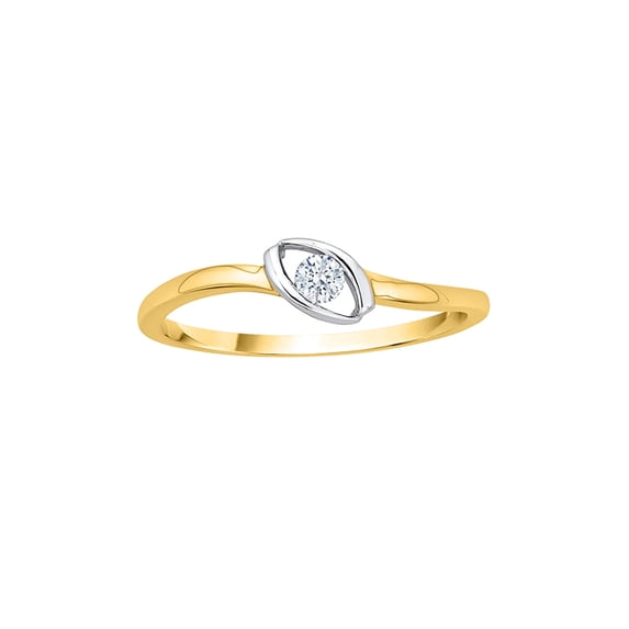 Diamond Solitaire Promise Ring in 14K Two Tone Gold (1/10 cttw) (I-Color, SI3/I1-Clarity) (Size-5.5)
