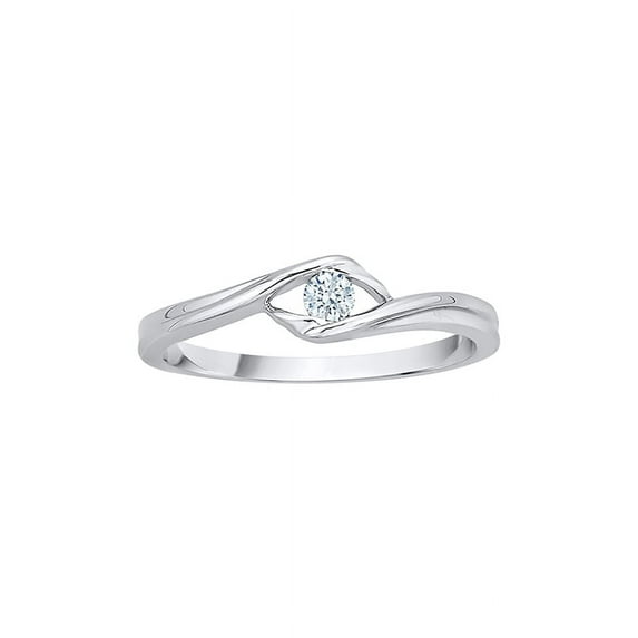 Diamond Solitaire Promise Ring in 14K White Gold (1/10 cttw) (I-Color, SI3/I1-Clarity) (Size-5.5)