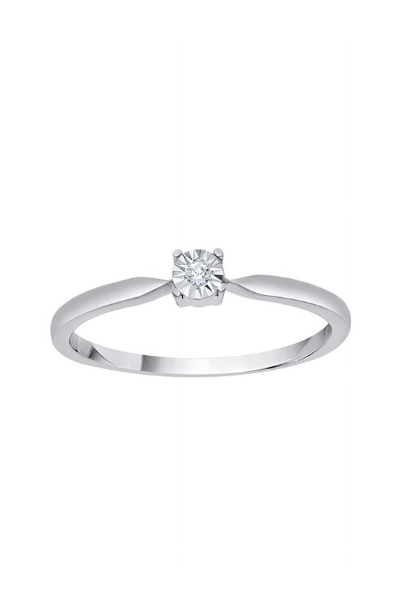 Diamond Solitaire Promise Ring in 14K White Gold (1/20 cttw) (I-Color, SI3-I1 Clarity) (Size-5)
