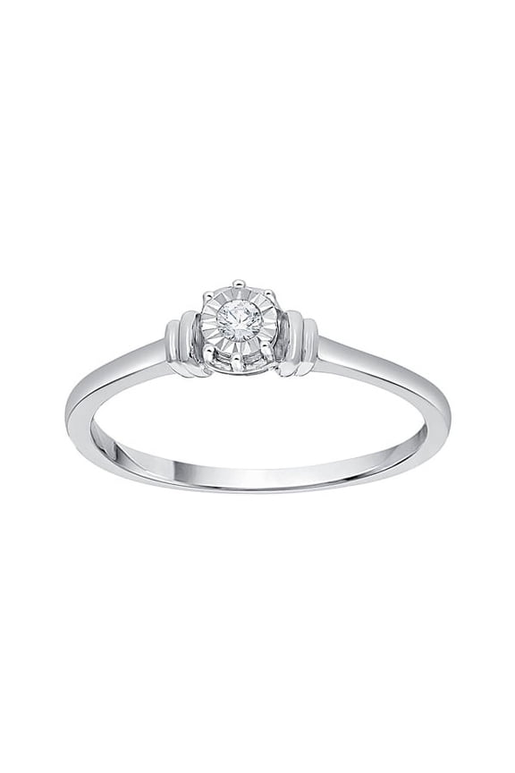 Diamond Solitaire Promise Ring in 14K White Gold (1/20 cttw) (I-Color, SI3-I1 Clarity) (Size-6.5)
