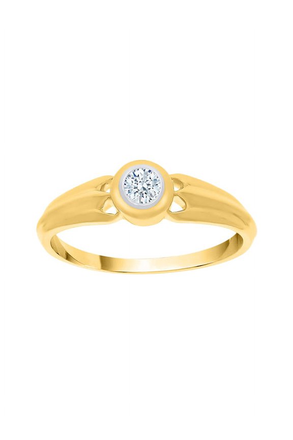 Diamond Solitaire Promise Ring in 14K Yellow Gold (1/10 cttw) (I-Color, SI3-I1 Clarity) (Size-6.5)