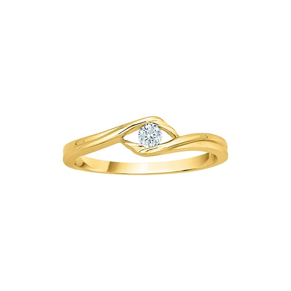 Diamond Solitaire Promise Ring in 14K Yellow Gold (1/10 cttw) (I-Color, SI3/I1-Clarity) (Size-7.5)