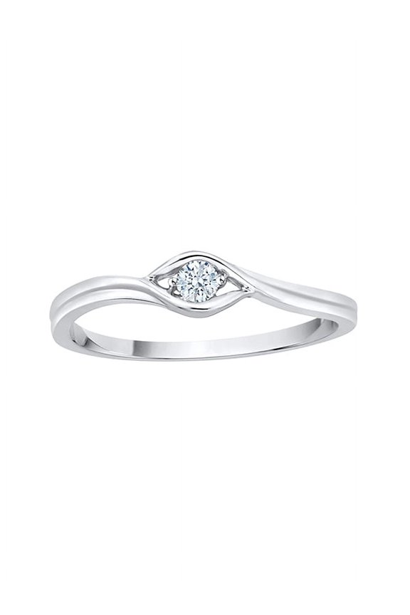 Diamond Solitaire Promise Ring in Sterling Silver (1/10 cttw) (I-Color, SI3/I1-Clarity) (Size-8)