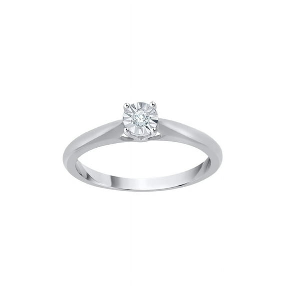 Diamond Solitaire Promise Ring in Sterling Silver (1/20 cttw) (I-Color, SI3-I1 Clarity) (Size-6)