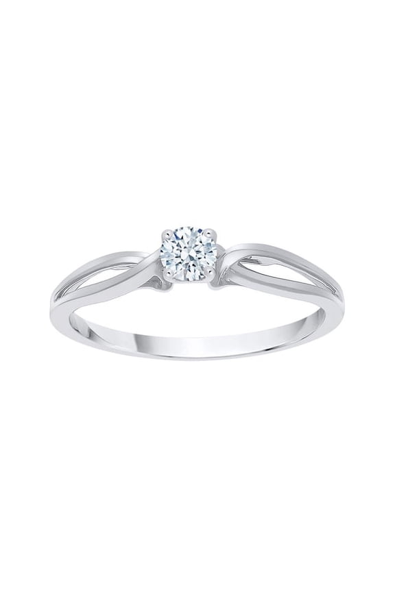 Diamond Solitaire Promise Ring in Sterling Silver (1/6 cttw) (I-Color, SI3-I1 Clarity) (Size-7.5)