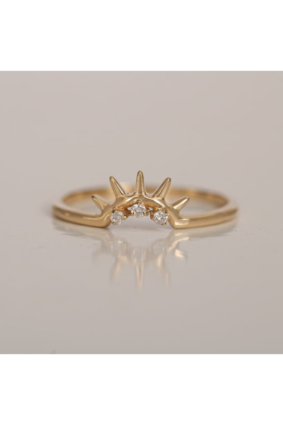 Diamond Spike Ring, 925 Sterling Silver Sunburst Ring, Trio Diamond Ring, Mini Spike Ring, Curve Ring, Gift For Her