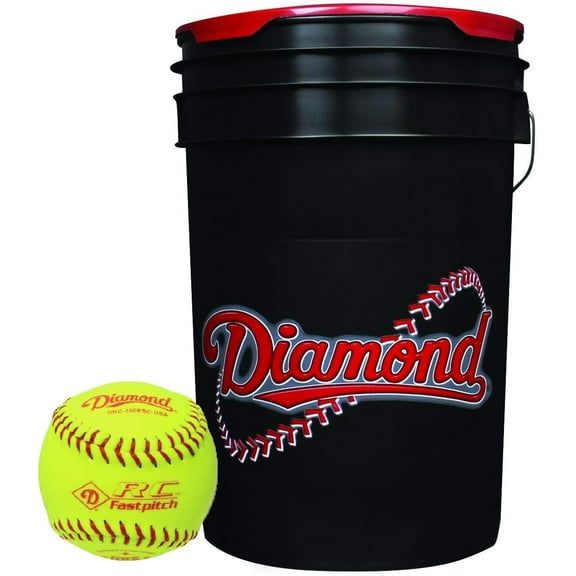 Diamond Sports 6-Gallon Black Ball Bucket with 18 DRC-10FPSC USA 10-inch Yellow Softballs