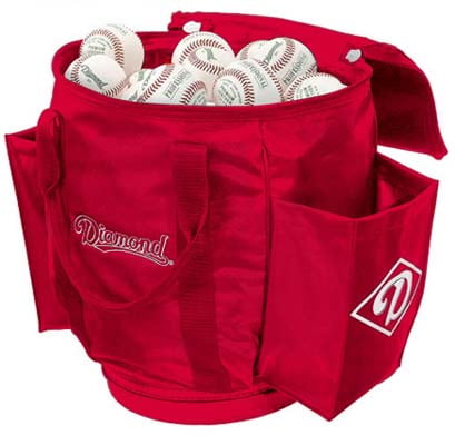 Diamond Sports Vinyl Scarlet Ball Bag - Holds 60 Baseballs/24 Softballs