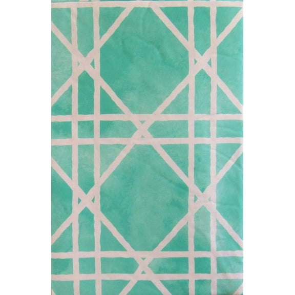 Diamond Square Cross Pattern Abstract Vinyl Flannel Back Tablecloth (Mint Green, 52" x 70" Oblong)