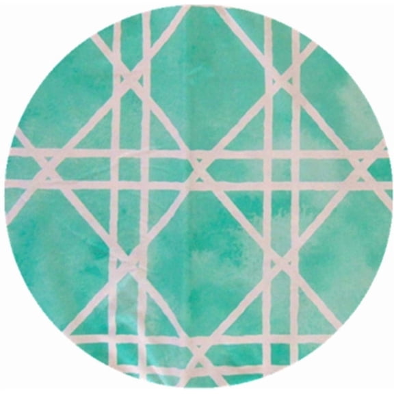 Diamond Square Cross Pattern Abstract Vinyl Flannel Back Tablecloth (Mint Green, 60" Round)