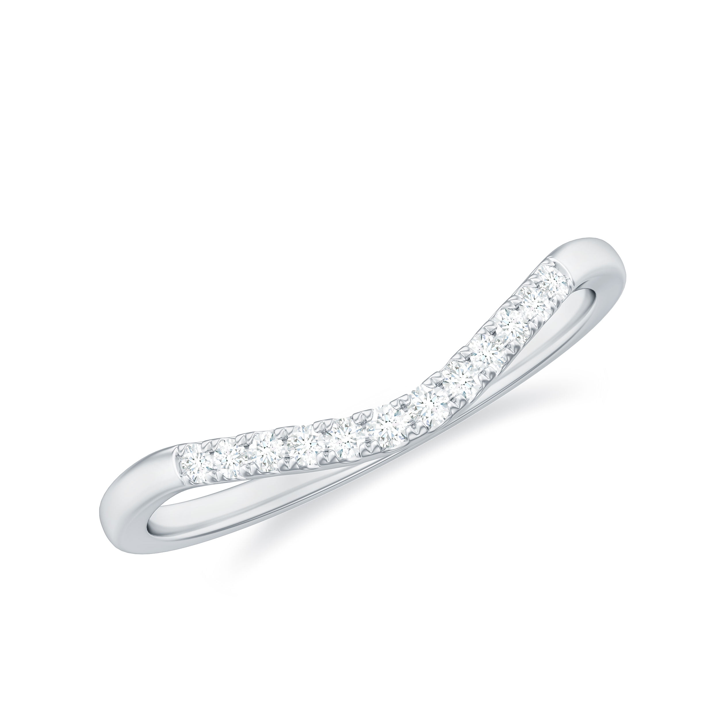 Rosec Jewels Diamond Stackable Curved Ring in Gold, 925 Sterling Silver ...
