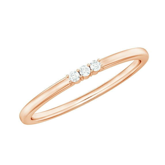 Rosec Jewels Diamond Stackable Ring for Women, Three Stone Ring (HI-SI Quality), 10K Rose Gold, US 9.00