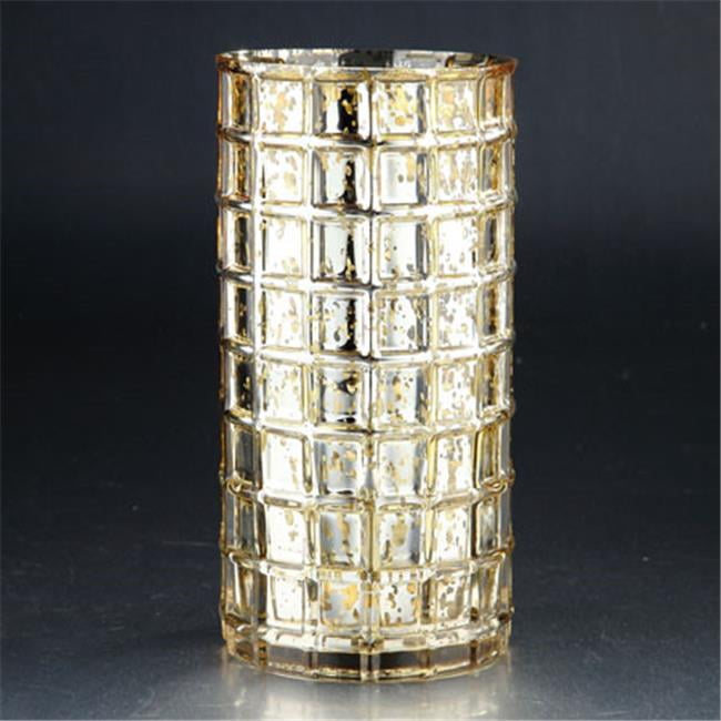 Gold Handblown Glass Cylinder Table Vase, 10" Height
