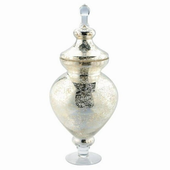 Diamond Star 69074S 21 x 9 in. Glass Silver Metallic Apothecary Jar, Silver