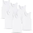 thumbnail image 1 of Diamond Star Men's Undershirts (Pack of 6) - Soft Cotton Blend, Tag less Tank Tops Cotton Spandex Undershirts Sleeveless, A-Shirt Crew Neck - Comfortable Fit, 1 of 6