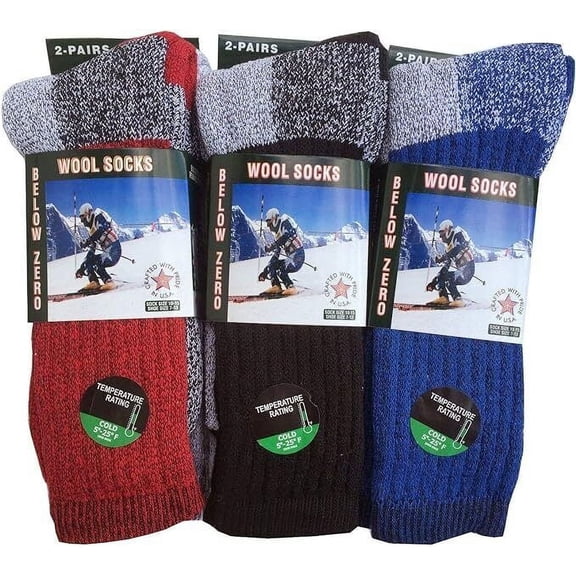 Diamond Star Merino Wool Socks 6 Pairs Thermal Socks Insulated for Cold Weather Winter Socks For Men & Women (Multicolor - 6 Pairs, Socks Size 13-15, Fit Men's Shoe Size 9-14)