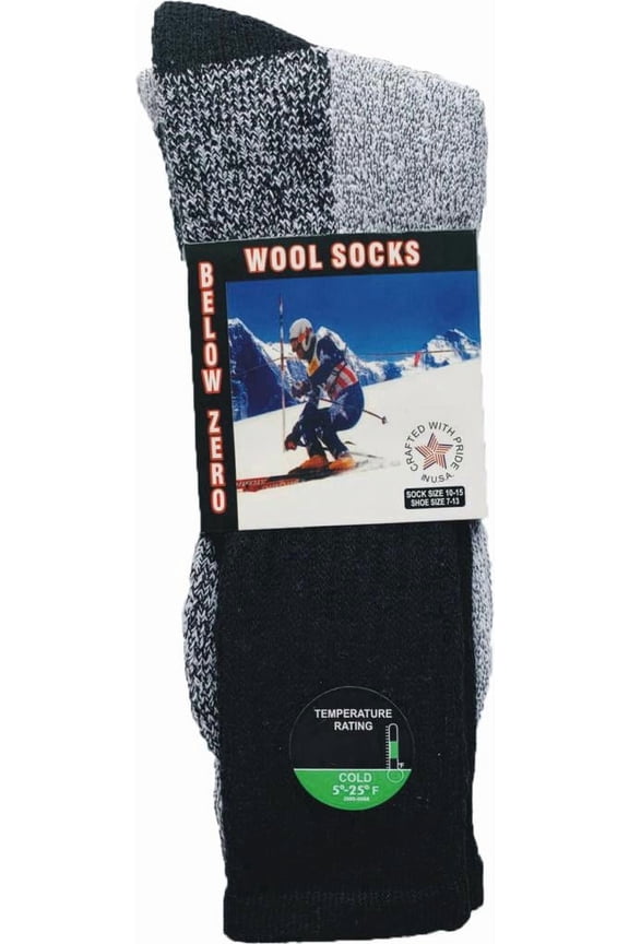 Merino Wool Socks 6 Pairs Thermal Socks Insulated for Cold Weather Winter Socks For Men & Women (Solid Black - 6 Pairs, Socks Size 10-13, Fit Men's Shoe Size 7-12)
