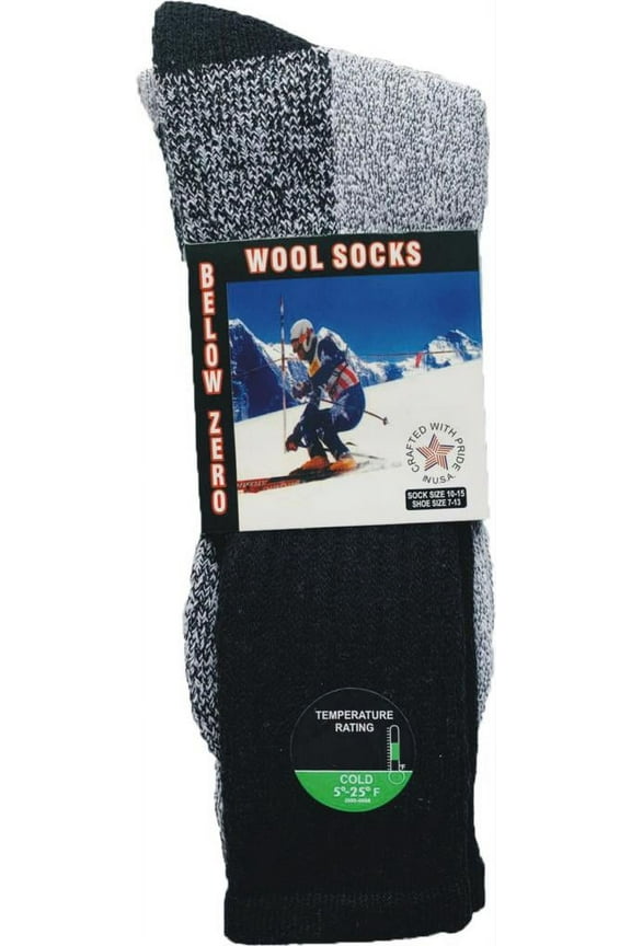 Merino Wool Socks 6 Pairs Thermal Socks Insulated for Cold Weather Winter Socks For Men Women (Solid Black - 6 Pairs, Socks Size 10-13, Fit Men's Shoe Size 7-12)