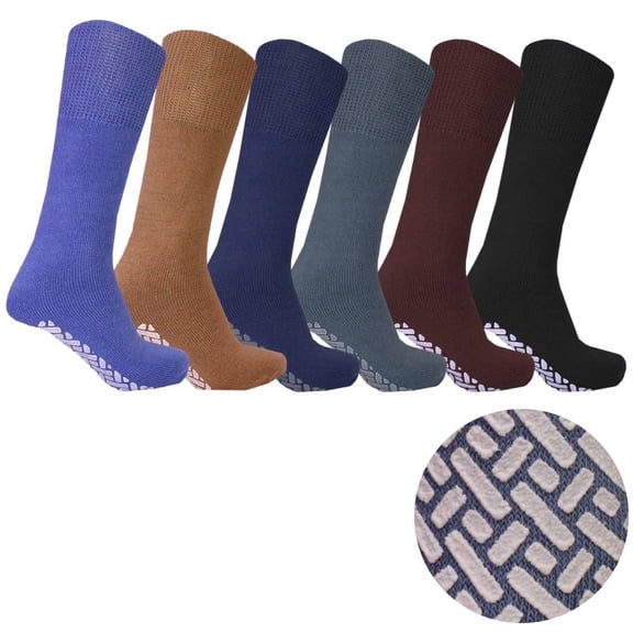 Diamond Star Non Skid Tube Socks Women 6 Pairs Premium Cushion Cotton Over The Calf Athletic Knee High Socks For Men (Assorted - 6 Pairs, Socks Size 10-13, Fit Men's Shoe Size 7-12)