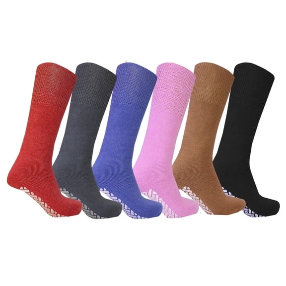 Diamond Star Non Skid Tube Socks Women 6 Pairs Premium Cushion Cotton Over The Calf Athletic Knee High Socks For Men (Assorted - 6 Pairs, Socks Size 9-11, Fit Women's Shoe Size 5-10)