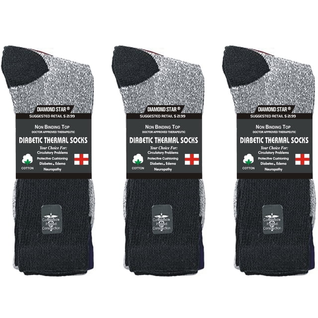 Diamond Star Premium Non-Binding Thermal Diabetic Socks for Men & Women ...