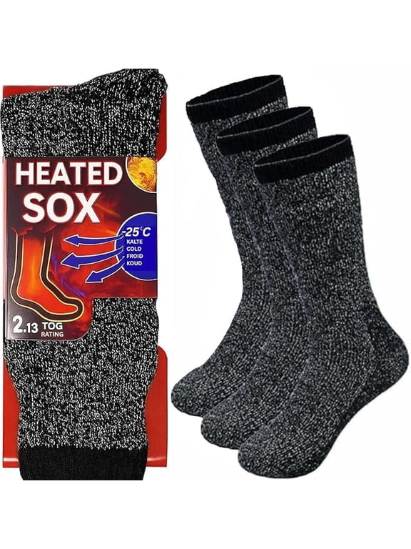 Thermal Insulated Winter socks for Men & Women, Thick Crew Thermal Boot Socks for Extreme Cold & Outdoor Warmth (Black - 12 Pairs, Socks Size 10-13)