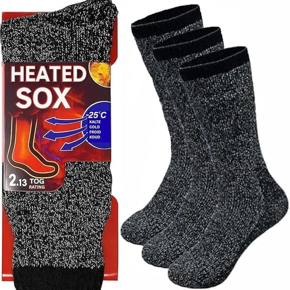Diamond Star Thermal Insulated Winter socks for Men & Women, Thick Crew Thermal Boot Socks for Extreme Cold & Outdoor Warmth (Black - 3 Pairs, Socks Size 10-13)