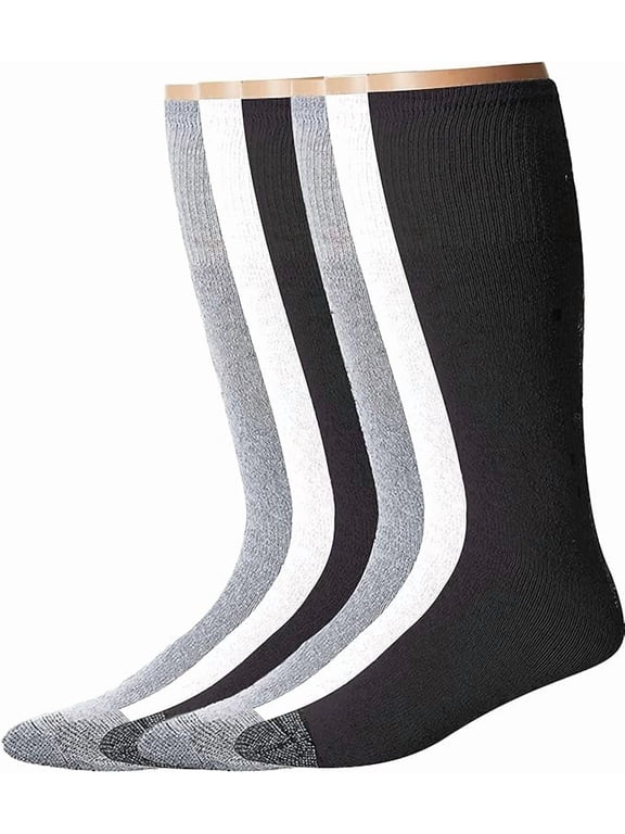 Men’s Tube Socks – Premium Cushioned Cotton Over the Calf Athletic Knee High Socks (Assorted - 6 Pairs 26 inches Mid Calf Socks fit size 10-15)