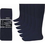 Diamond Star Men’s Tube Socks – Premium Cushioned Cotton Over the Calf Athletic Knee High Socks (Navy - 6 Pairs 31 inches Big & Tall Over The Calf Socks Fit Size 13-16)
