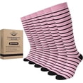 thumbnail image 1 of Diamond Star Unisex Knee-high Compression casual socks-Moisture Wicking, Arch Support Men's & Women's Fit (6 Pairs- Pink body Color with Black Stripes & Heel/Toe), 1 of 5
