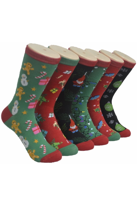 Women’s Christmas Socks – Cozy Fuzzy Winter Holiday Socks for Women, Warm Knitted Christmas Gift, Festive Lounge Socks (Assorted, 6 Pairs Shoe Size 9-11)