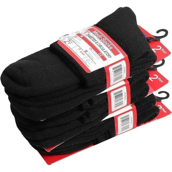 Diamond Star Women's Diabetic Socks, Non-Binding Cushion Cotton Ankle Socks (Black, 6 Pairs, Socks Size 9-11, Fit Women's Shoe Size 6-11)