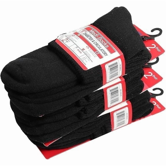 Diamond Star Women's Diabetic Socks, Non-Binding Cushion Cotton Ankle Socks (Black, 6 Pairs, Socks Size 9-11, Fit Women's Shoe Size 6-11)