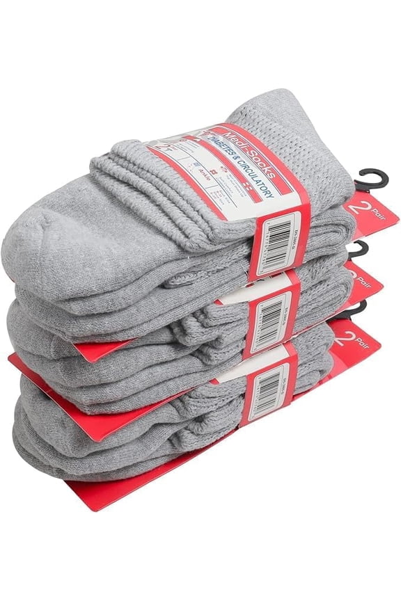 Women's Diabetic Socks, Non-Binding Cushion Cotton Ankle Socks (Grey, 6 Pairs, Socks Size 9-11, Fit Women's Shoe Size 6-11)