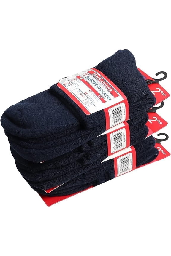 Women's Diabetic Socks, Non-Binding Cushion Cotton Ankle Socks (Navy, 6 Pairs, Socks Size 9-11, Fit Women's Shoe Size 6-11)