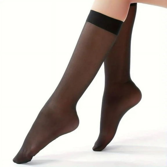 Diamond Star Women's Knee High Socks Trouser Socks, Stretchy Soft Thin Material (Black - 6 Pairs, Socks Size 9-11, Fit Women's Shoe Size 4-10.5)