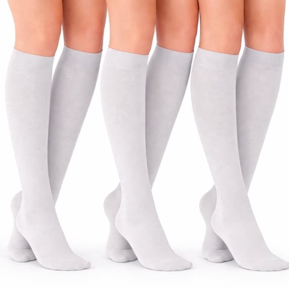 Diamond Star Women's Knee High Socks Trouser Socks, Stretchy Soft Thin Material (Silver - 6 Pairs, Socks Size 9-11, Fit Women's Shoe Size 4-10.5)