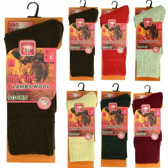 Diamond Star Women's Merino Lambs Wool Thermal Socks Heavy Duty Winter Warm (Assorted - 6 Pairs Women Shoes Size 9-11)