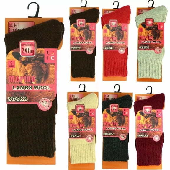 Diamond Star Women's Merino Lambs Wool Thermal Socks Heavy Duty Winter Warm (Assorted - 6 Pairs Women Shoes Size 9-11)